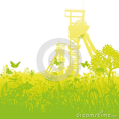 Winding towers in the countryside Vector Illustration