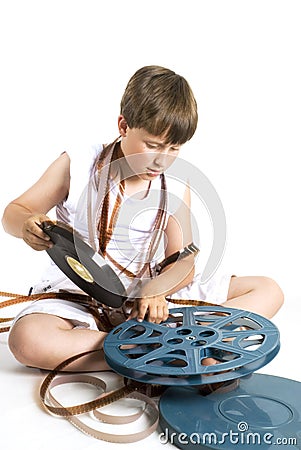 Winding up celluloid Stock Photo