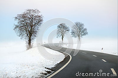 Winding winter road Stock Photo