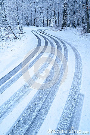 Winding Winter Road Stock Photo