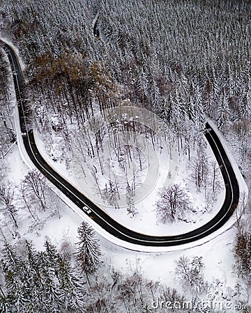 Winding winter road Stock Photo