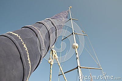 Windless day on a sailboat Stock Photo