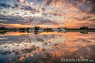 Windless sunset at the reservoir Editorial Stock Photo