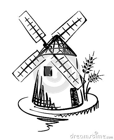 Windmill Vector Illustration