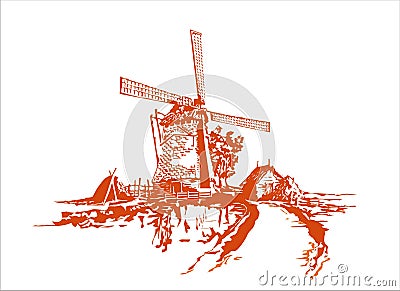 Windmill Vector Illustration