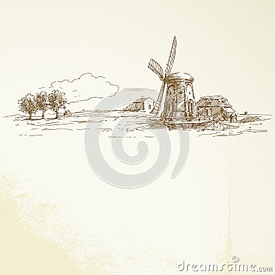 Windmill Vector Illustration