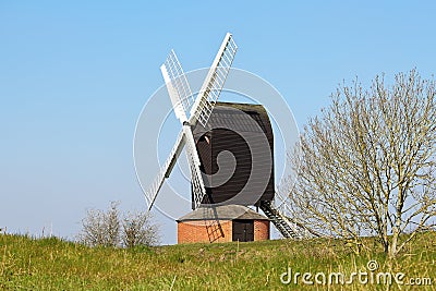 Windmill against a Blue Sky Stock Photo