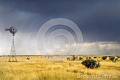 Windmill along Route 66 in Texas Stock Photo