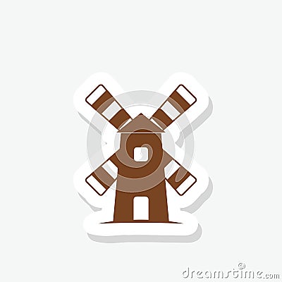 Windmill alternative wind turbine icon isolated on gray background Vector Illustration