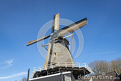 Windmill de Ster in Utrecht. sawmill forms a unique industrial heritage site Editorial Stock Photo