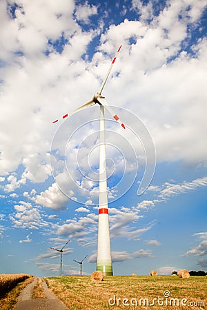 Windmill for electric power production. Stock Photo