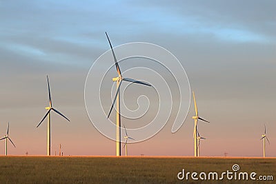 Windmill Farm along the Eastern Plains, Colorado Stock Photo