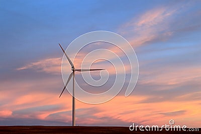 Windmill Farm along the Eastern Plains, Colorado Stock Photo