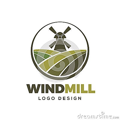 Windmill farm logo design element template Vector Illustration