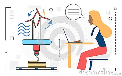Windmill flow generating renewable natural energy Vector Illustration