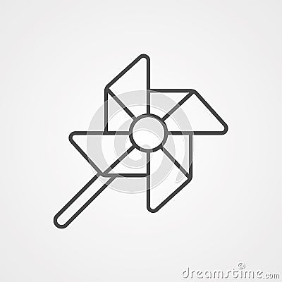 Windmill flower vector icon sign symbol Cartoon Illustration