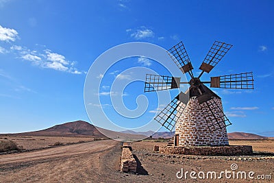 Windmill, Fuerteventura, Canarias, Spain, Europe Stock Photo