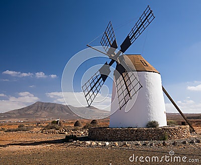 Windmill on Fuerteventura, Canary Islands Stock Photo