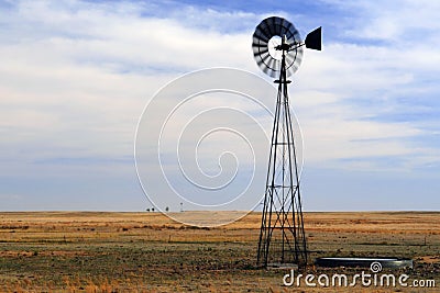 Windmill on Great Plains Stock Photo
