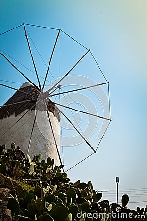 Windmill in Greece, portrait Stock Photo