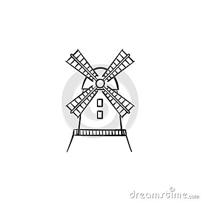 Windmill hand drawn sketch icon. Vector Illustration