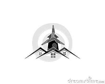 Windmill and Home Creative Logo Design. Vector Illustration