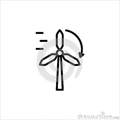 Windmill icon. Environmentally friendly source of energy. Wind force transferred to energy. Cleanliness, ecology Vector Illustration