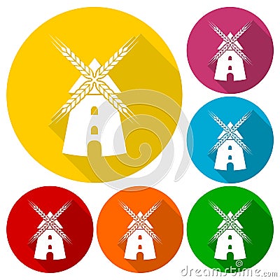 Windmill icon with long shadow Stock Photo