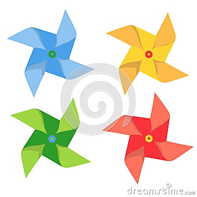 windmill illustration. pinwheel isolated on a white background Cartoon Illustration