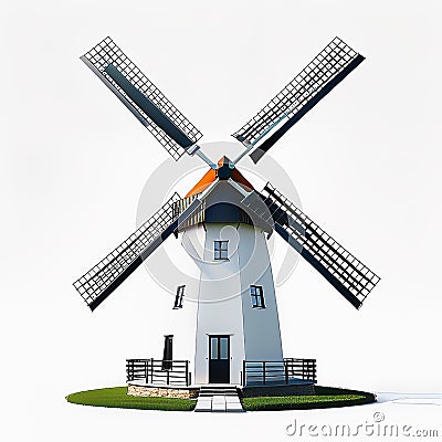 Windmill. Illustration on a white background Stock Photo