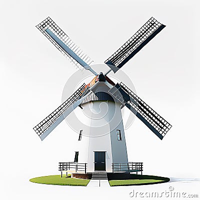 Windmill. Illustration on a white background Stock Photo