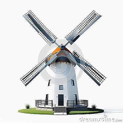 Windmill. Illustration on a white background Stock Photo