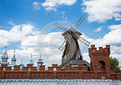 Windmill in Izmaylovsky Kremlin in Moscow. Traditional Russian a Stock Photo