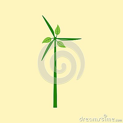 Windmill with leaves Vector Illustration