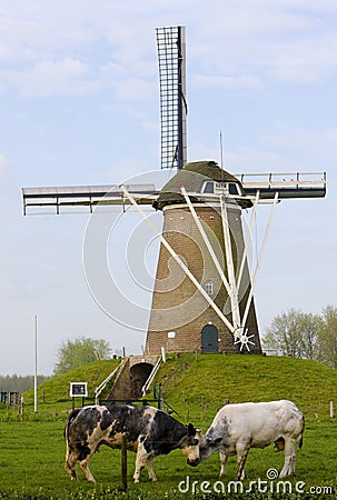 windmill near Bronkhorst, Gelderland, Netherlands Stock Photo