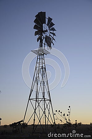 Windmill on the plains of Texas Stock Photo