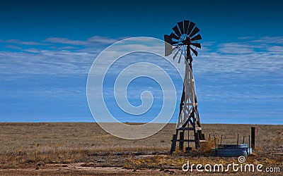 Windmill on the Prairie Stock Photo