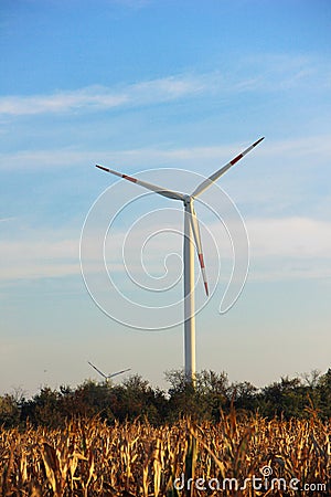 Windmill for renewable electric energy production Stock Photo