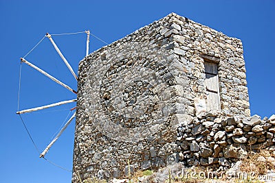 Windmill ruins in crete Stock Photo