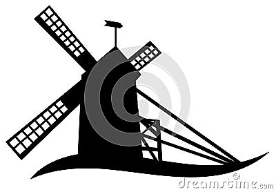 Windmill silhouette Vector Illustration