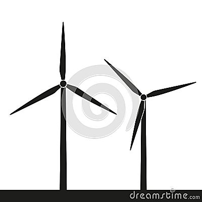 Windmill silhouette icon wind power energy Vector Illustration