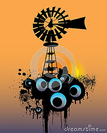 Windmill turbine Vector Illustration