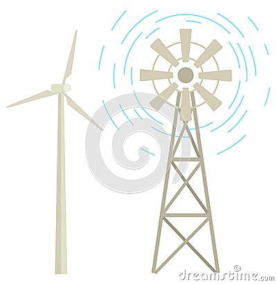Windmill Renewable Energy Powerplant Station Icon Vector Illustration