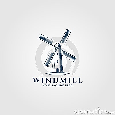 windmill vintage logo, vector icon illustration design template Vector Illustration