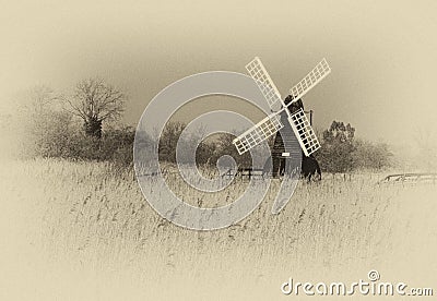 Windmill at Wicken Fen, Cambridgeshire, UK Stock Photo