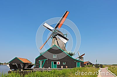 Windmill at Zaanse Schans Stock Photo