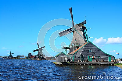 The Windmill at Zaanse Schans, Netherlands. Editorial Stock Photo