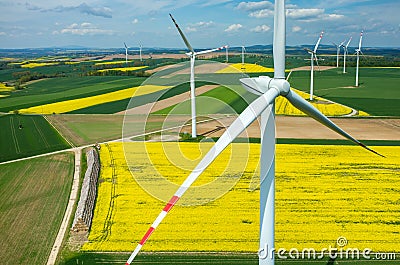 Windmills aerial view Stock Photo