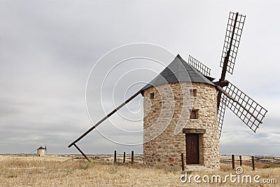 Windmills at Belmonte, Cuenca, Spain Stock Photo