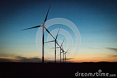 Wind turbines creating green energy in Denmark Stock Photo